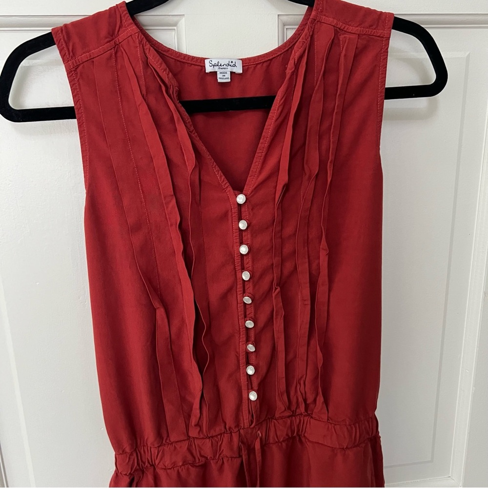 Splendid Rust Sleeveless Button Front Shorts Romp… - image 4